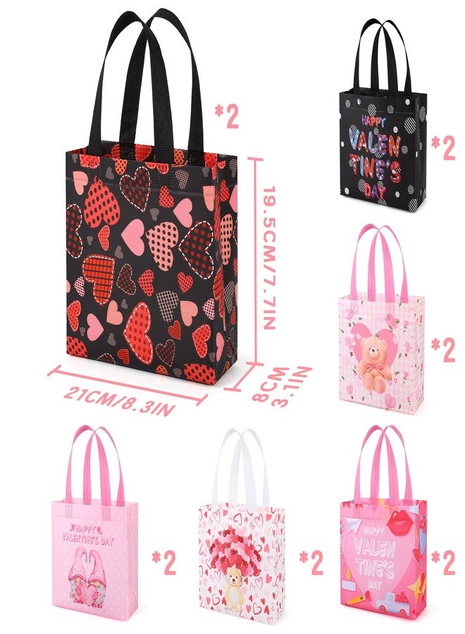 YANGTE Valentine's Day Gift Bags With Handles - 12Pcs Reusable Non-Woven Tote for Kids Classroom Exchange, Party Favor, Wrapping - Goody Bags for Giving - Image 2